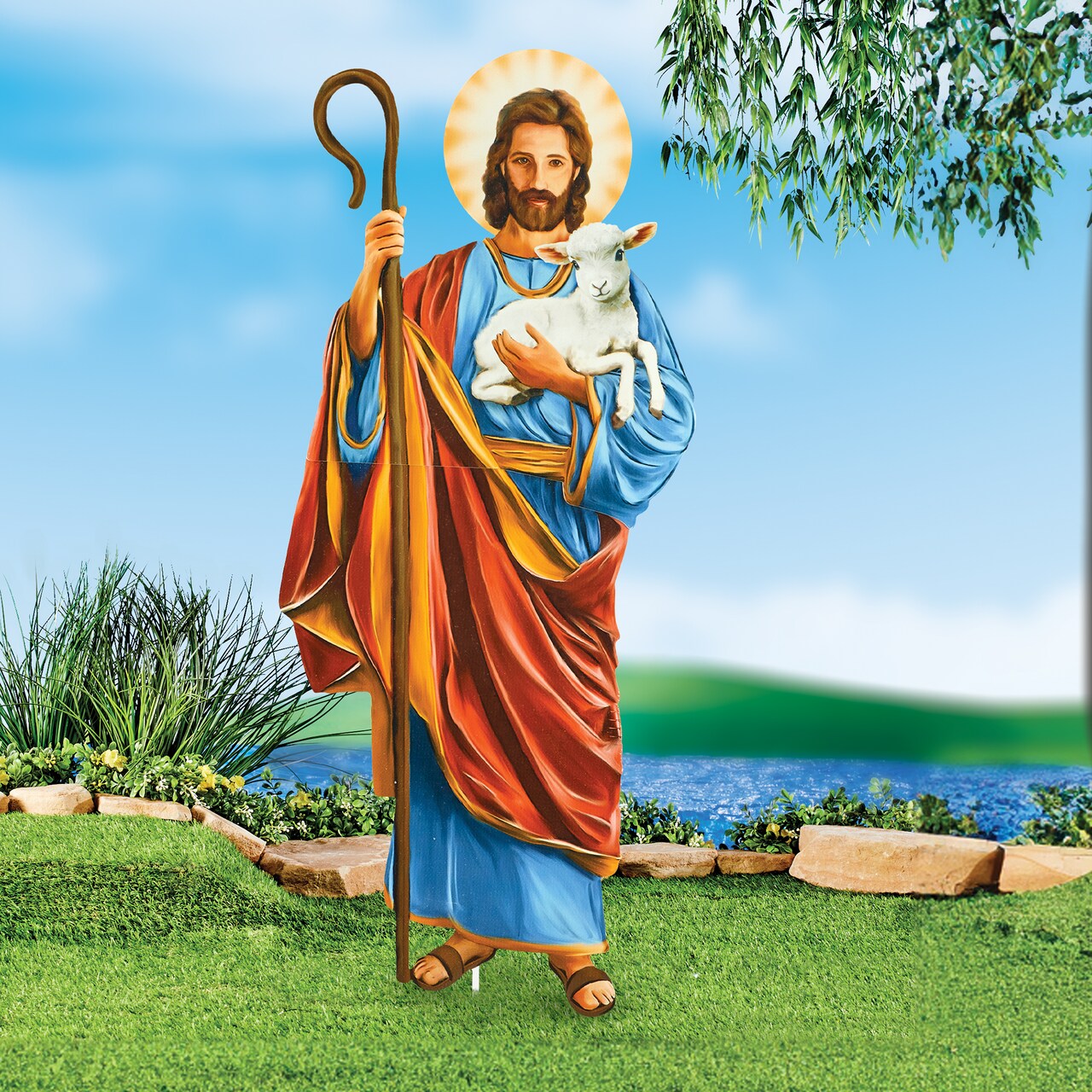 Collections Etc Good Shepherd 2-Foot Outdoor Garden Stake Decoration